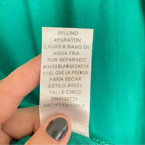 Umgee teal linen/rayon tunic, size S. - Picture 7 of 7